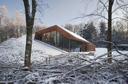 Modern hillside cabin