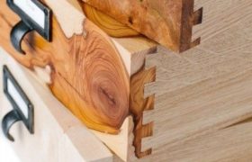 Burl wood and dovetail drawers