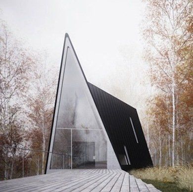 asymmetrical a-frame cabin