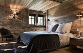 Cozy Stone & Wood Bedroom