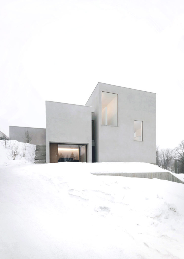 minimal blocks modern ski cabin